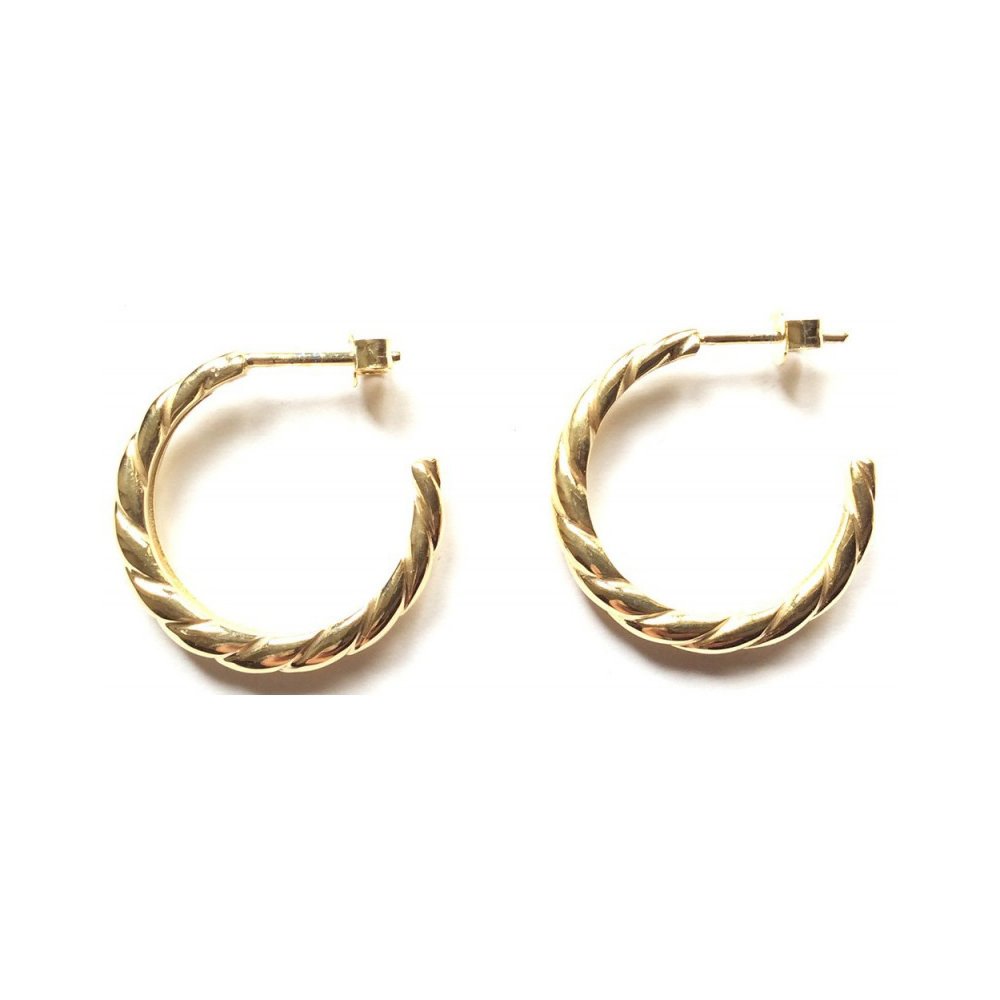 Silver twisted hoop earrings