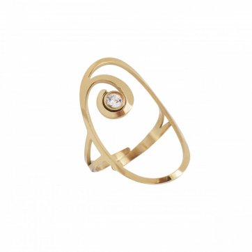 Phantasy Gold-plated steel ring with white zircon