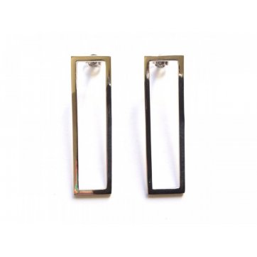 Geometry Silver earrings with a rectangle motif