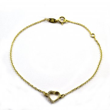 Elixir Yellow gold bracelet K14 "heart" with white cz