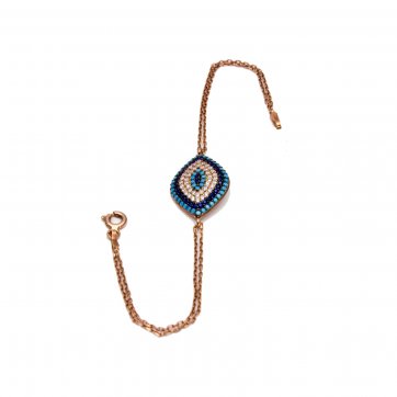 Phantasy Silver eye bracelet with blue, turquoise and white zircons