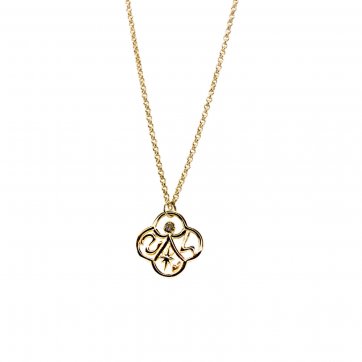 Γούρι αγάπης Brass necklace "Syn ston anthropo", small motif with white cz & chain