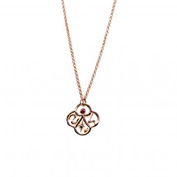 Γούρι αγάπης Brass necklace "Syn ston anthropo", small motif with red cz & chain