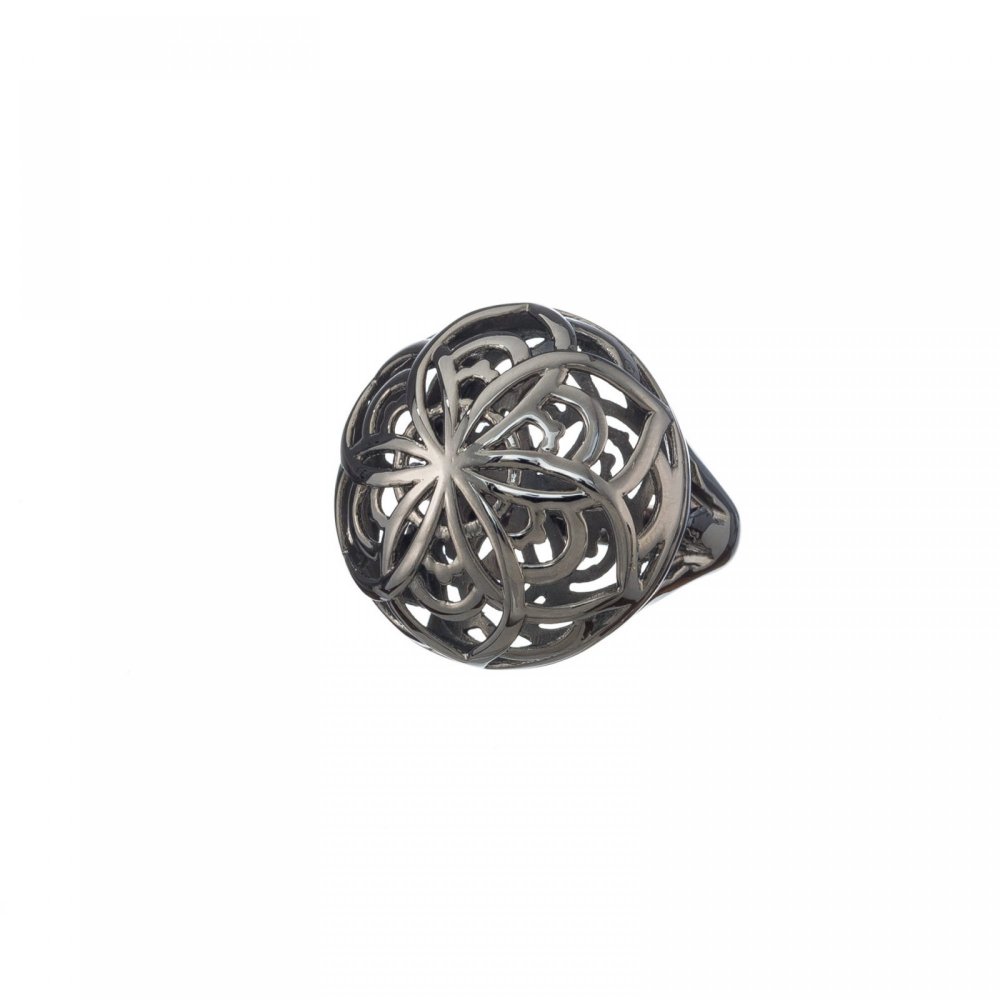 Silver mandala flower ring