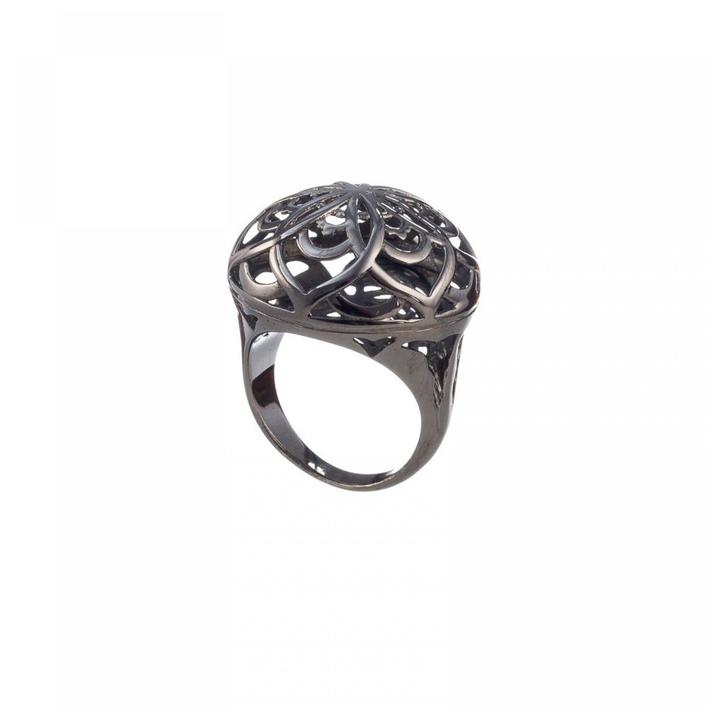 Silver mandala flower ring