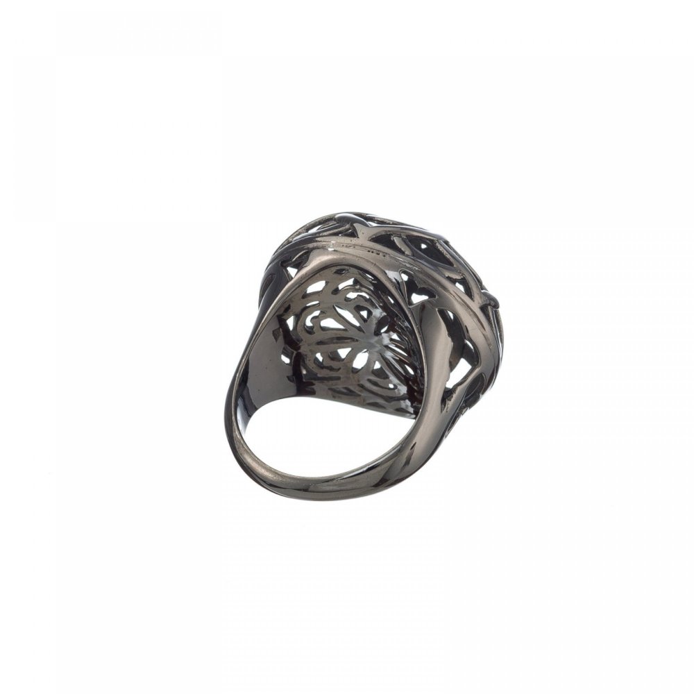Silver mandala flower ring