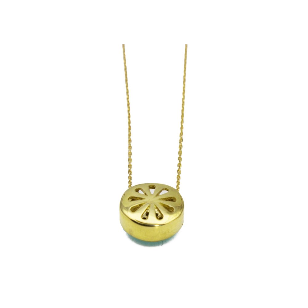 Gold Eye necklace with zircon and turquoise enamel