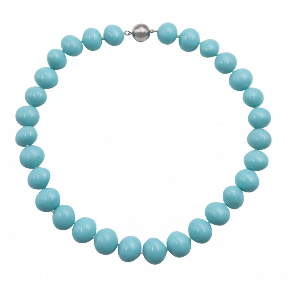 Necklace with turquoise paste & stainless steel magnet clasp