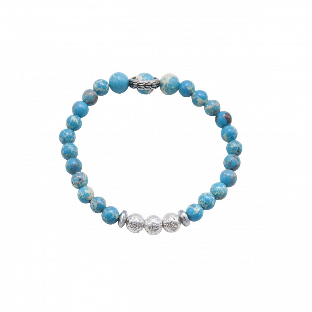 Bracelet with blue jasper and steel elements