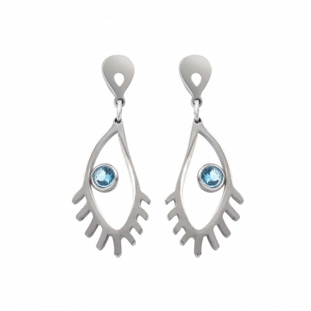 Eye earrings with blue zircon