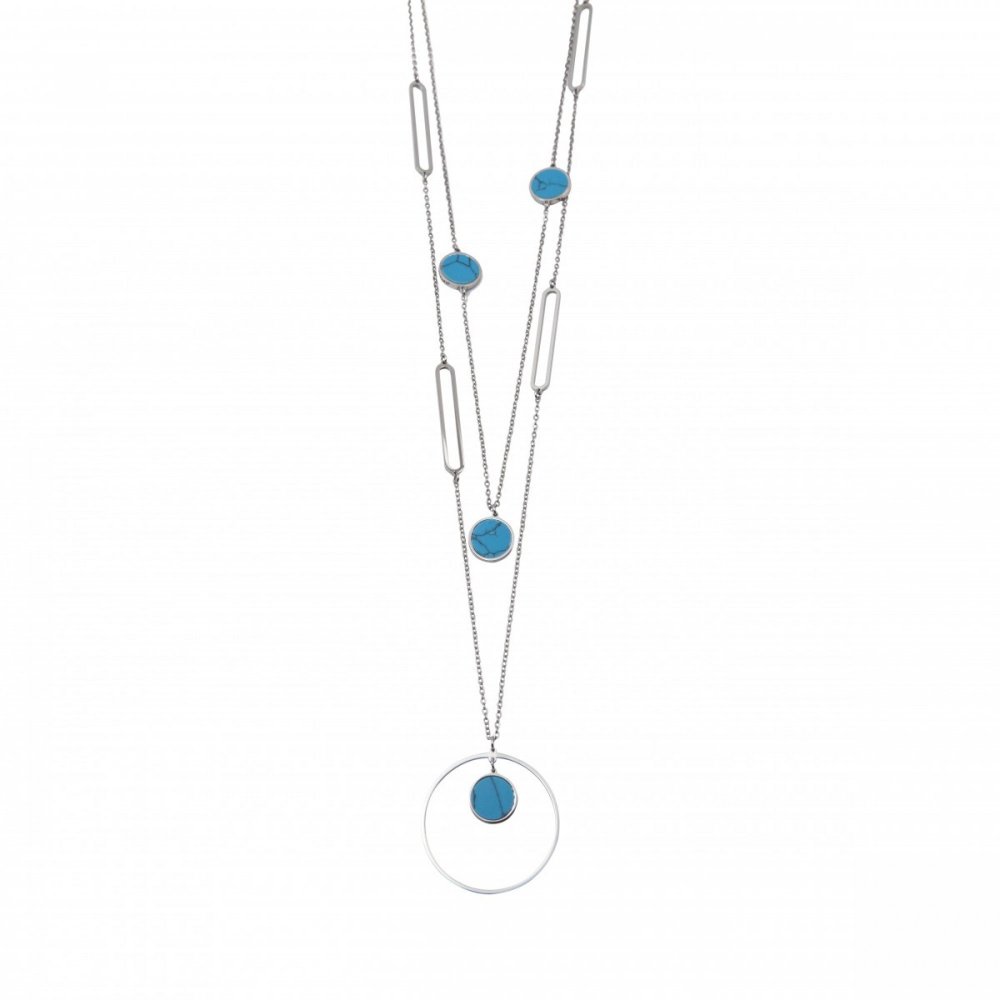 Double steel necklace with turquoise