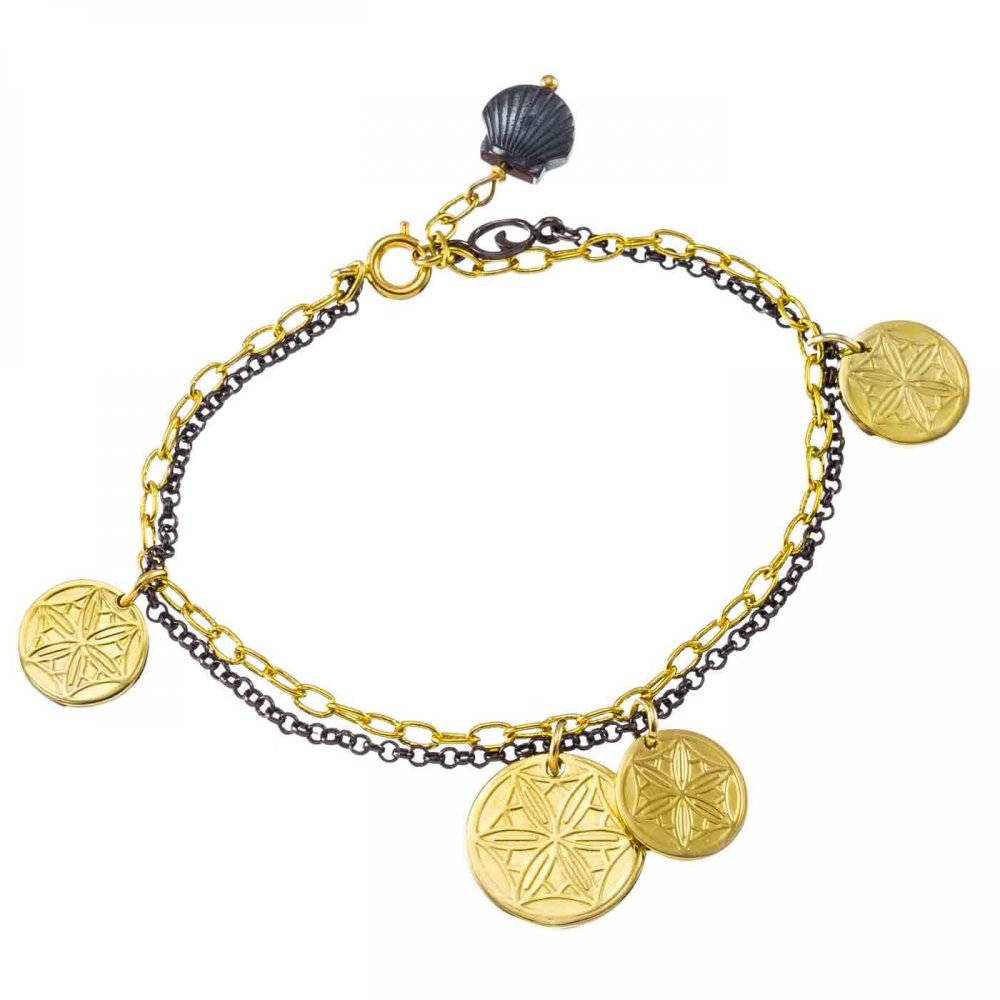 "Aphrodite's Rose" double gold and black platinum bracelet