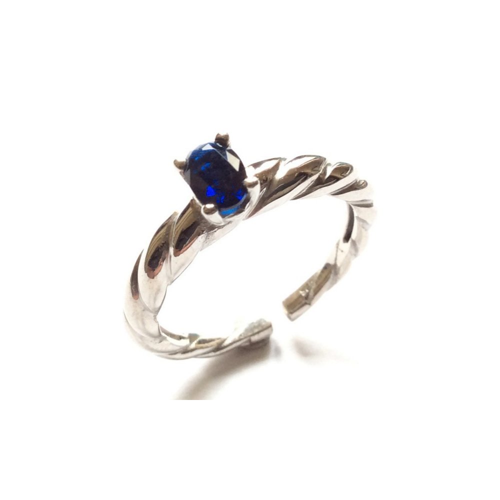 Ασημένιο δαχτυλίδι στριφτό βεράκι με london blue τοπάζι