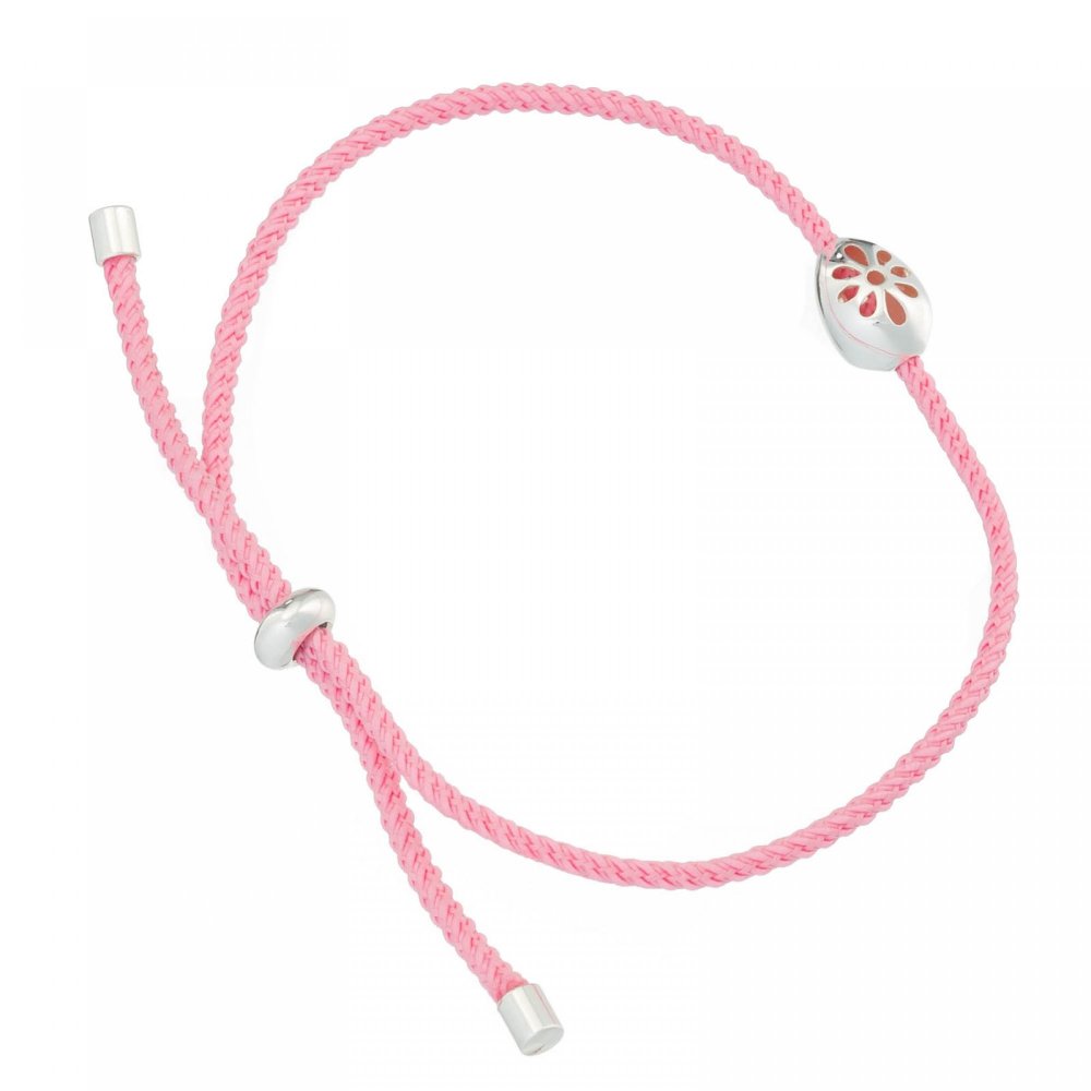Flower bracelet with pink cord