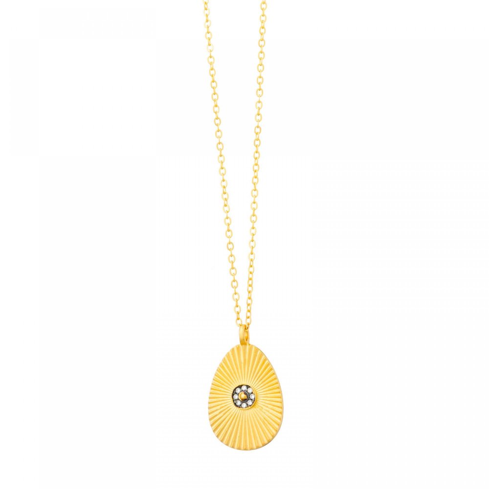 Glitter necklace with white zircons & gold-plated chain