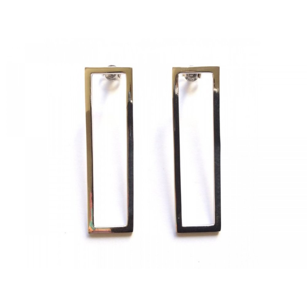 Silver earrings with a rectangle motif