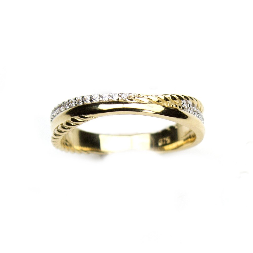 Χρυσό δαχτυλίδι Κ9 με λευκά ζιργκόν