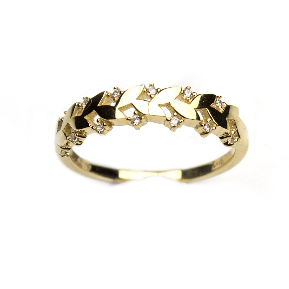 K9 gold ring with white zircons