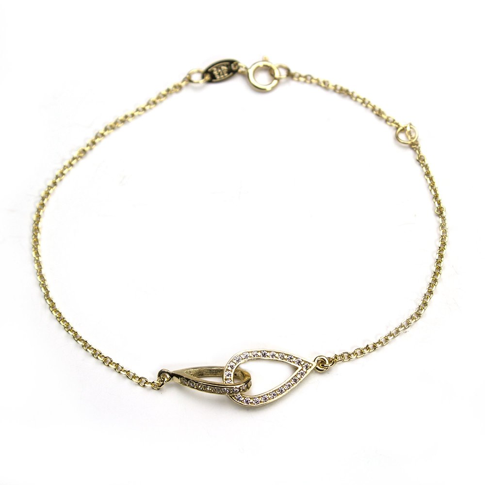 K9 gold bracelet with white zircons