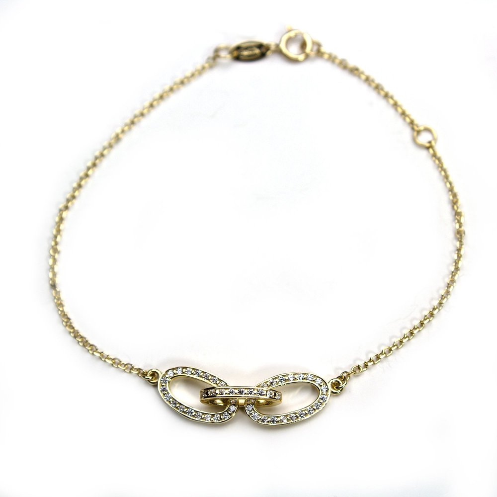 K9 gold bracelet with white zircons