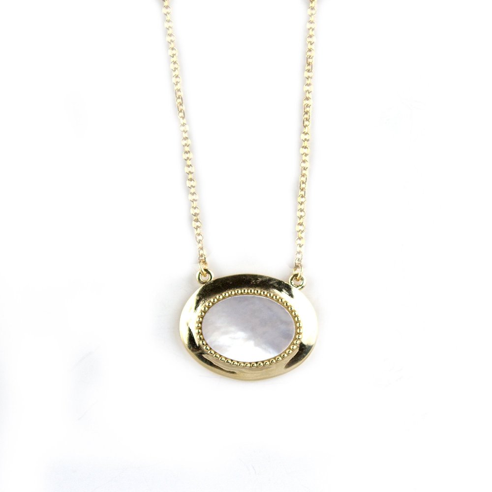K9 gold necklace with mother of pearl