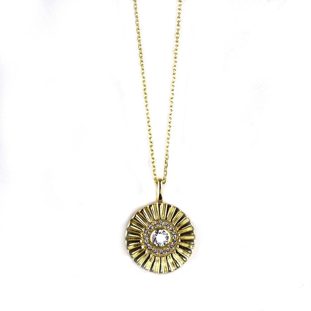 K9 gold necklace with white zircons
