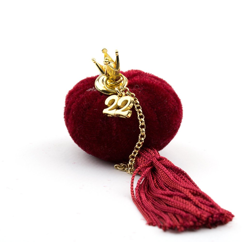 Pomegranate charm with burgundy velvet
