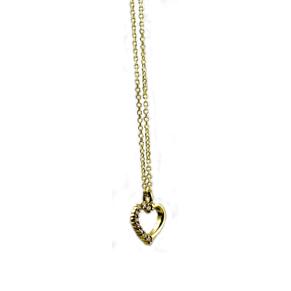 Gold necklace K9 "heart" with white cz