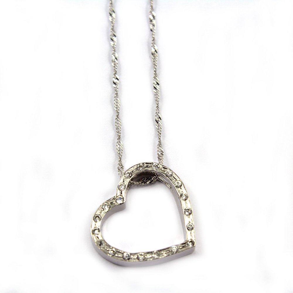 White gold heart pendant