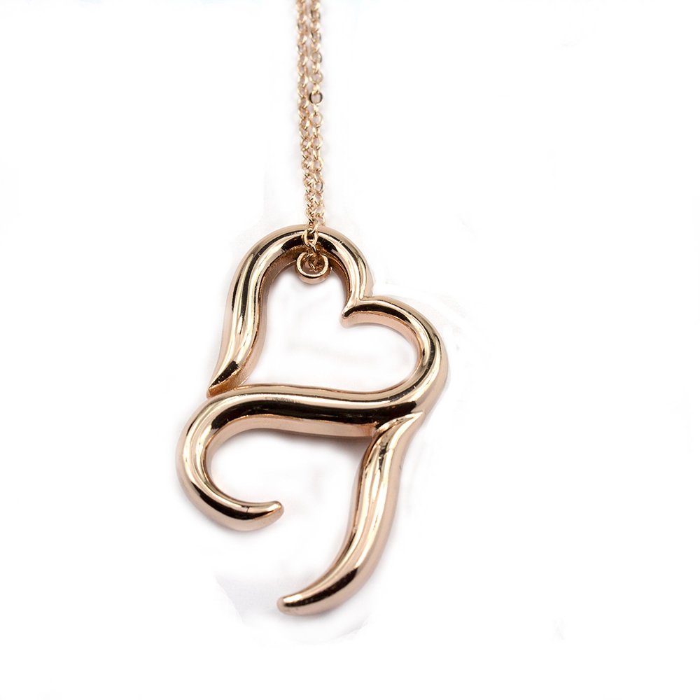 Necklace double heart with chain