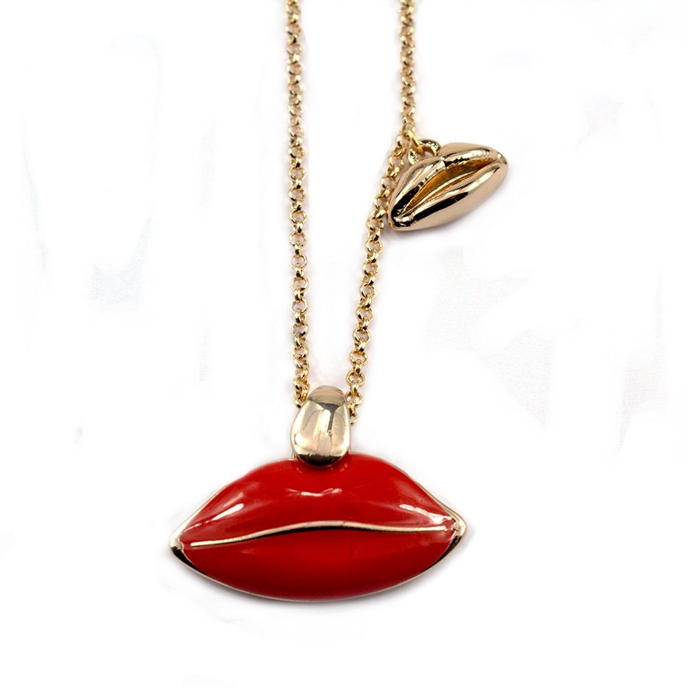 Necklace red "lips"