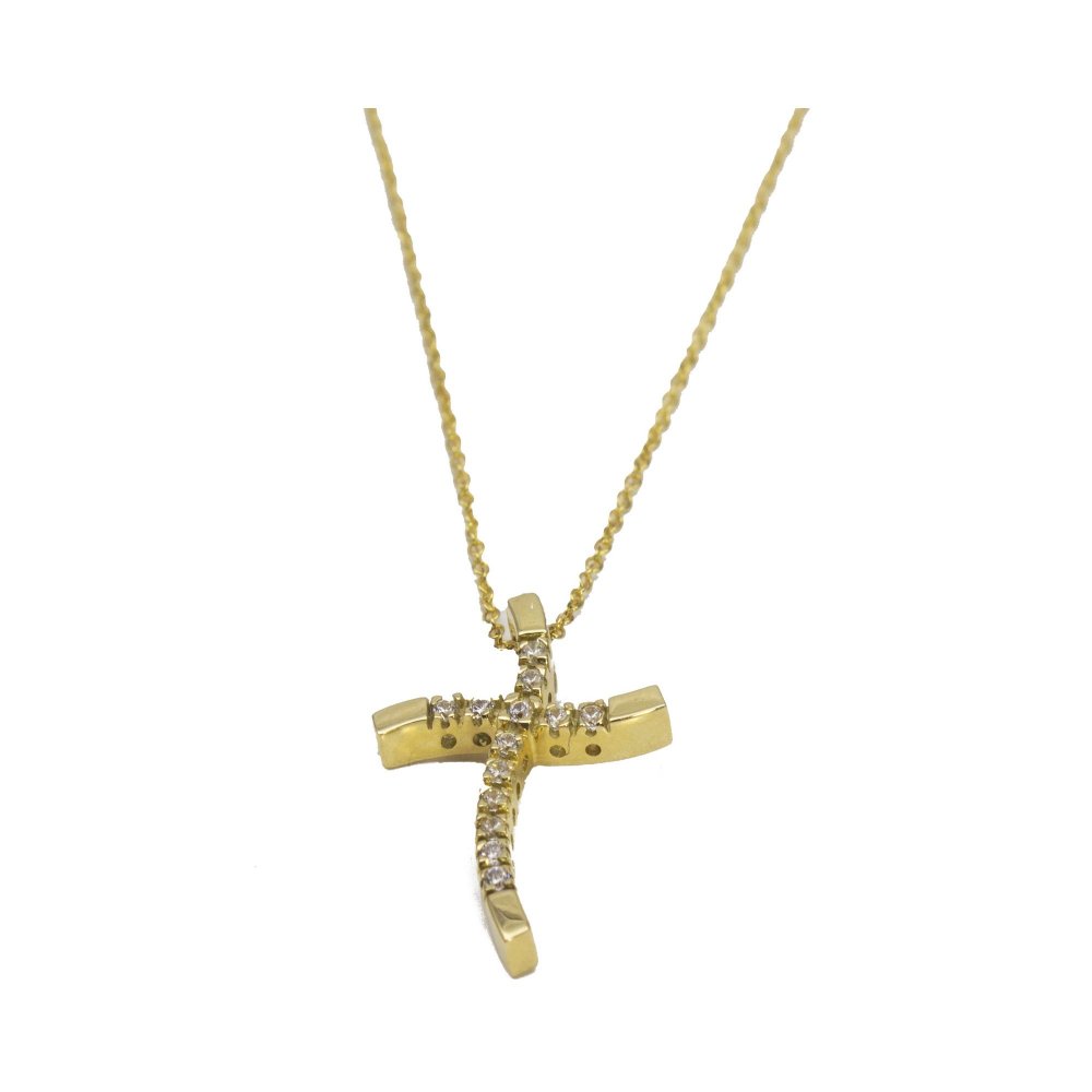 Gold cross with zircons