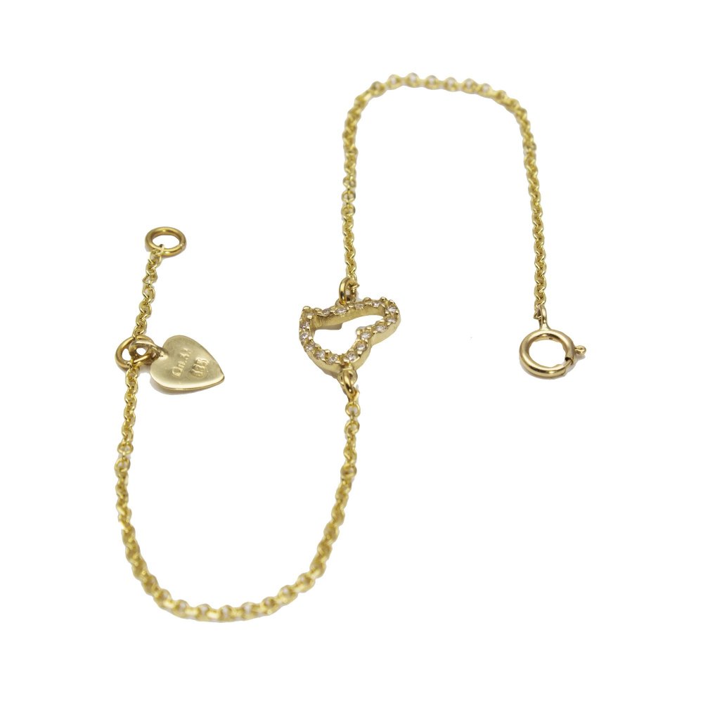 Gold Heart Bracelet with zircons