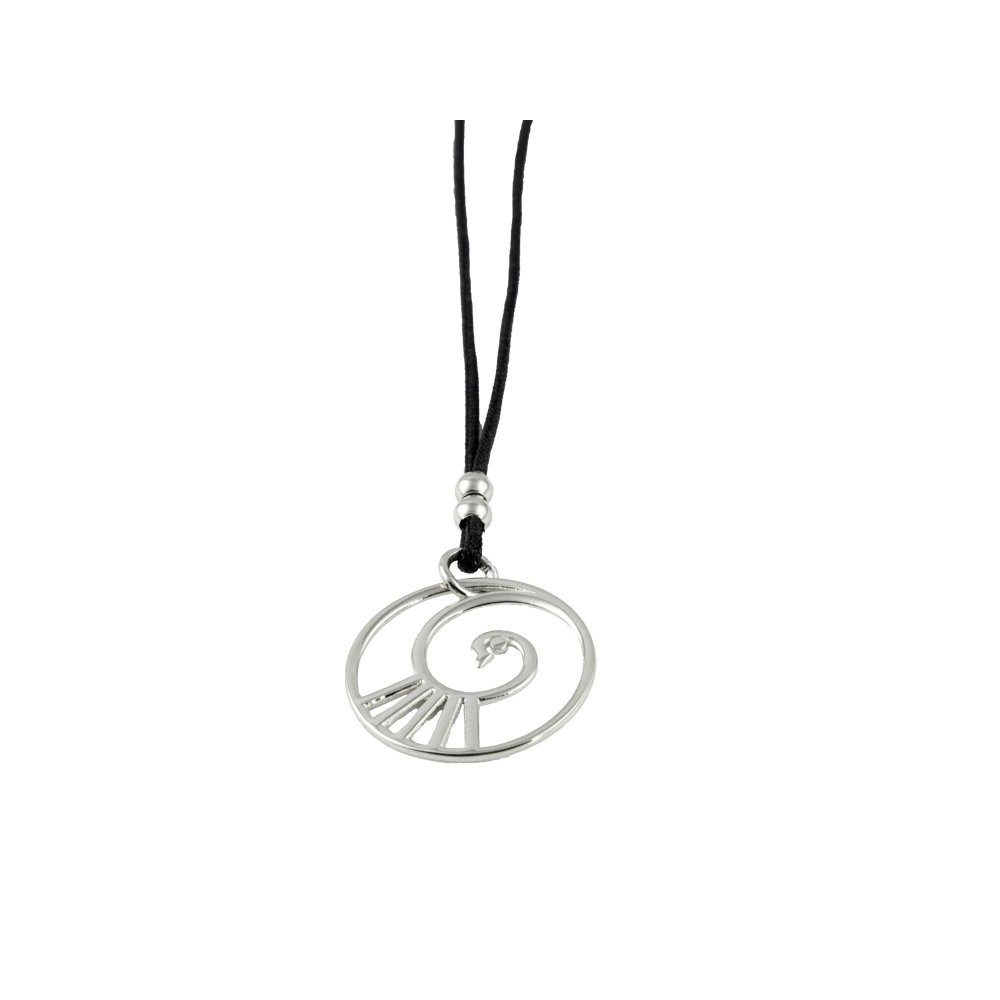 Necklace with "In Spiral" motif and black cord