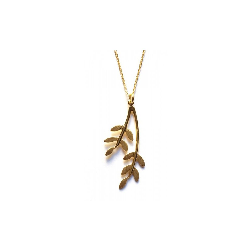 Silver olive branch necklace