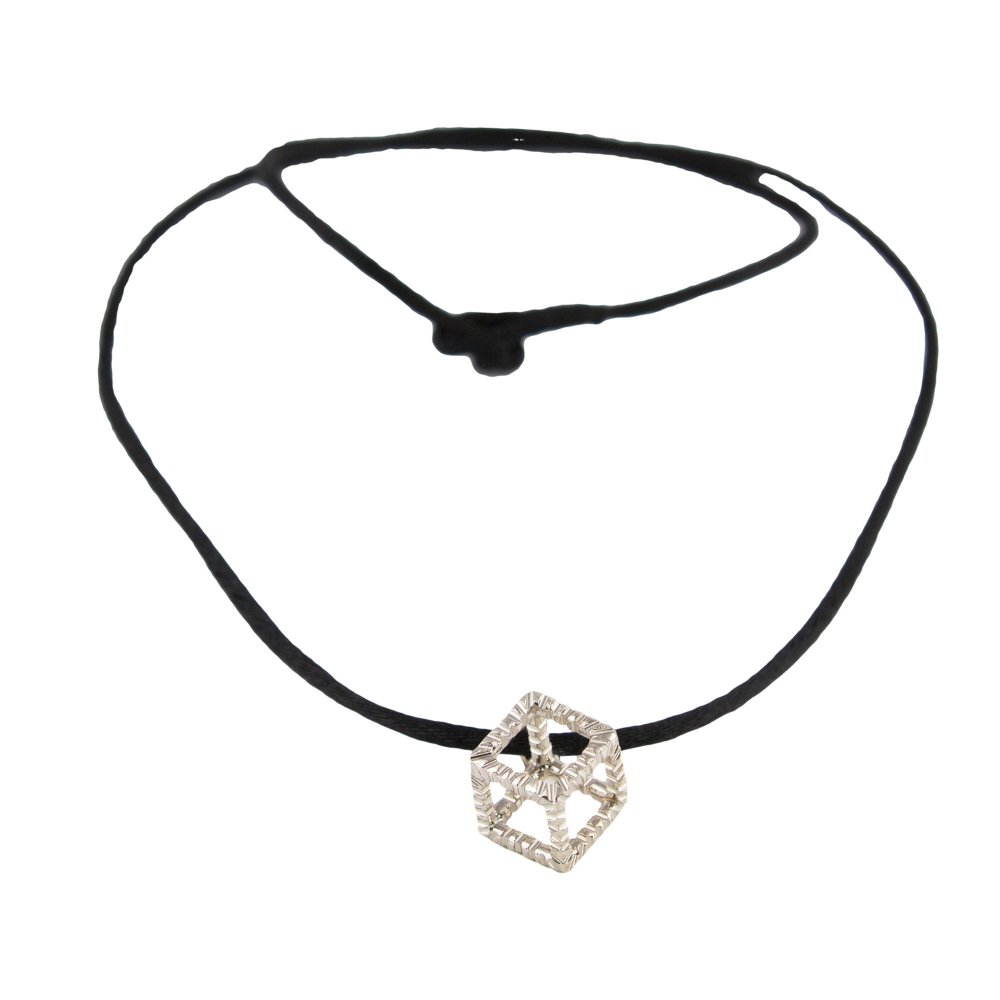 Silver Necklace Hexahedron (Earth)