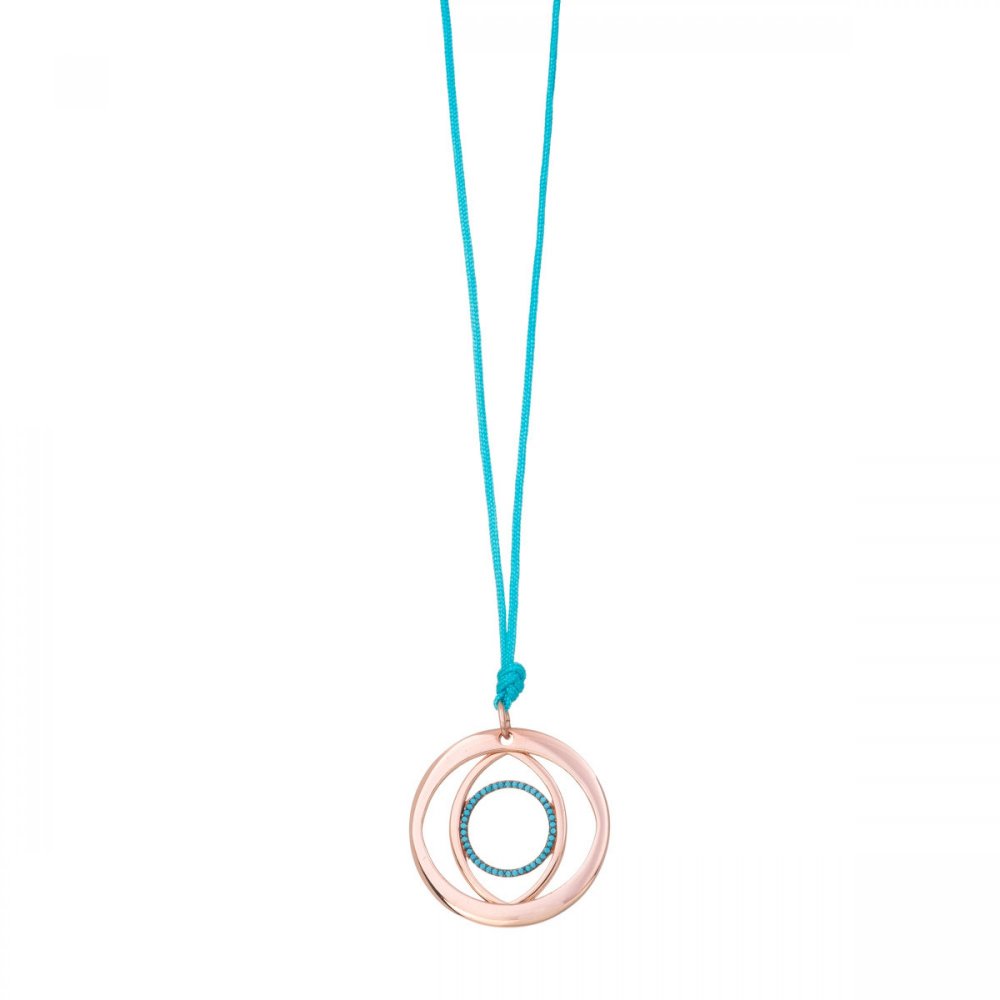 Eye necklace with turquoise zircon and turquoise cord