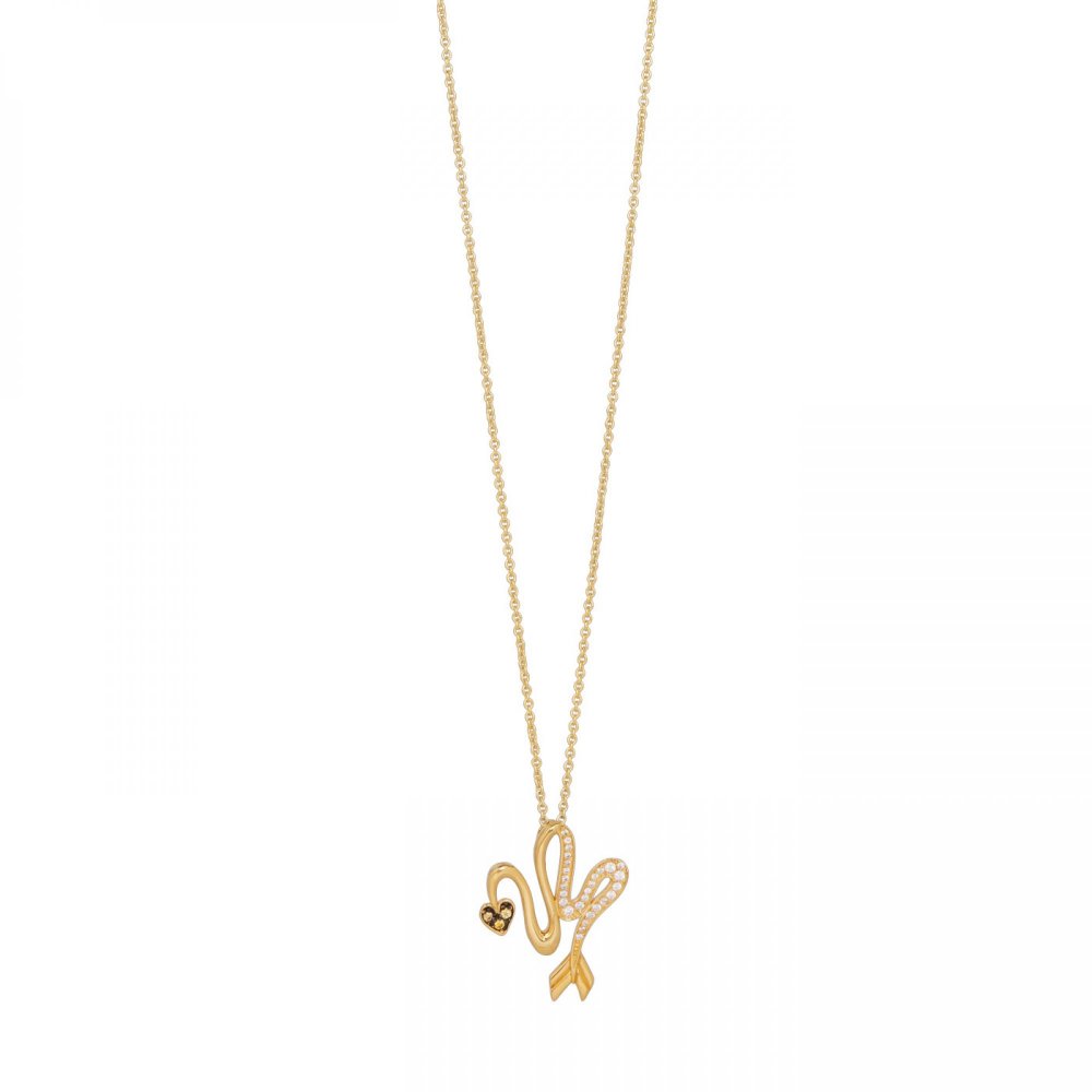Necklace 2024 charm goldplated with an arrow and a heart with cz