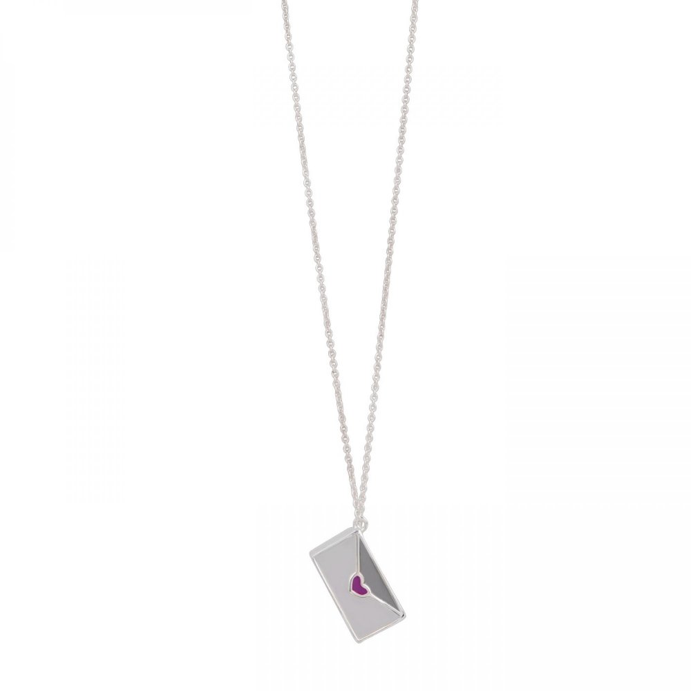 Necklace 2024 charm "love letter" silverplated with enamel. Back side message "love for 2...4 ever"