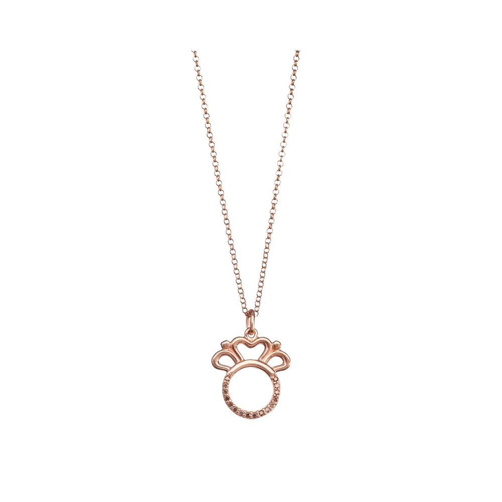 Silver crown necklace with brown zirconia