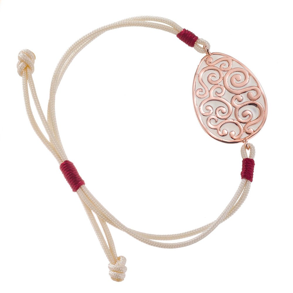 Baroque bracelet, ivory enamel and ivory cord