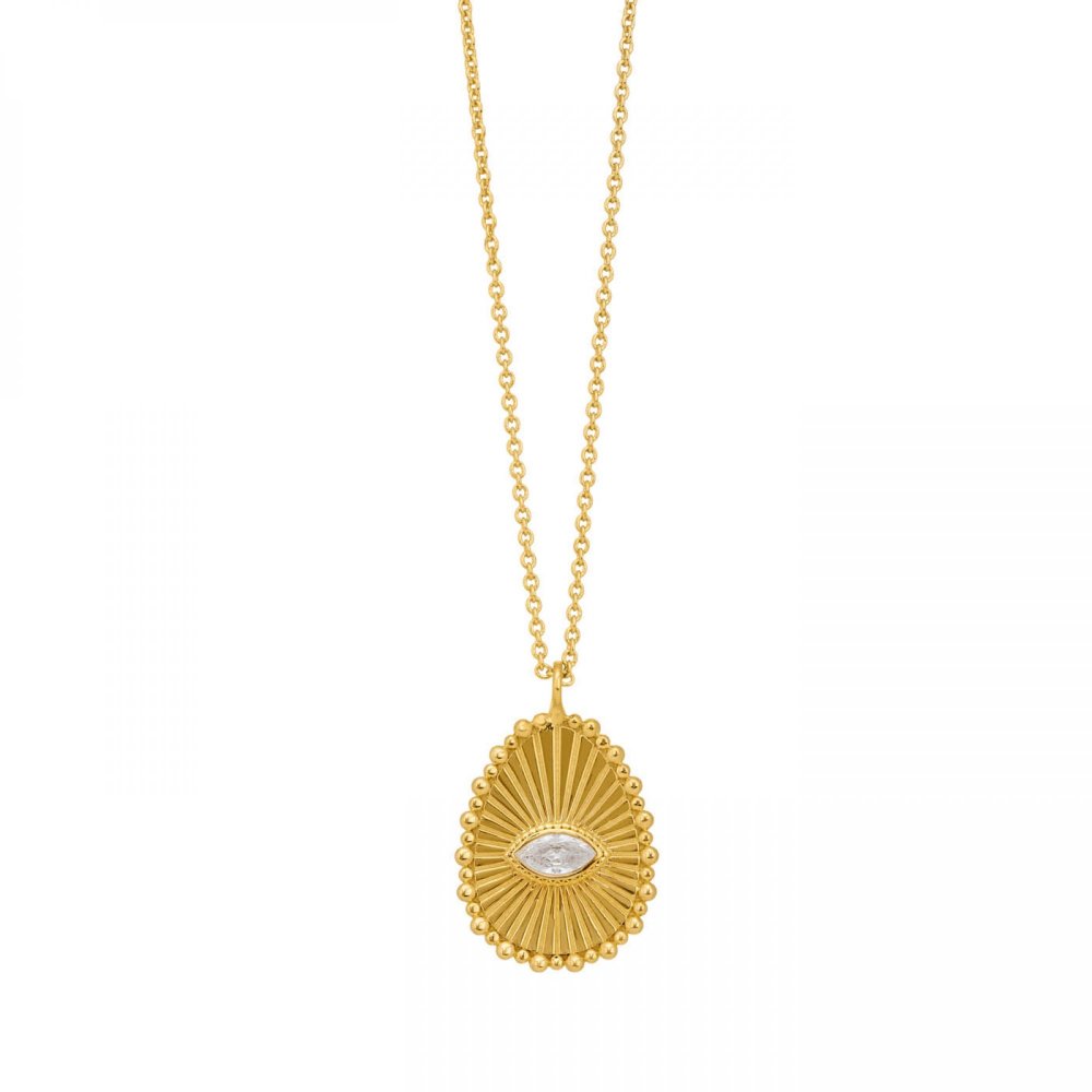 Gold-plated necklace with white zircon