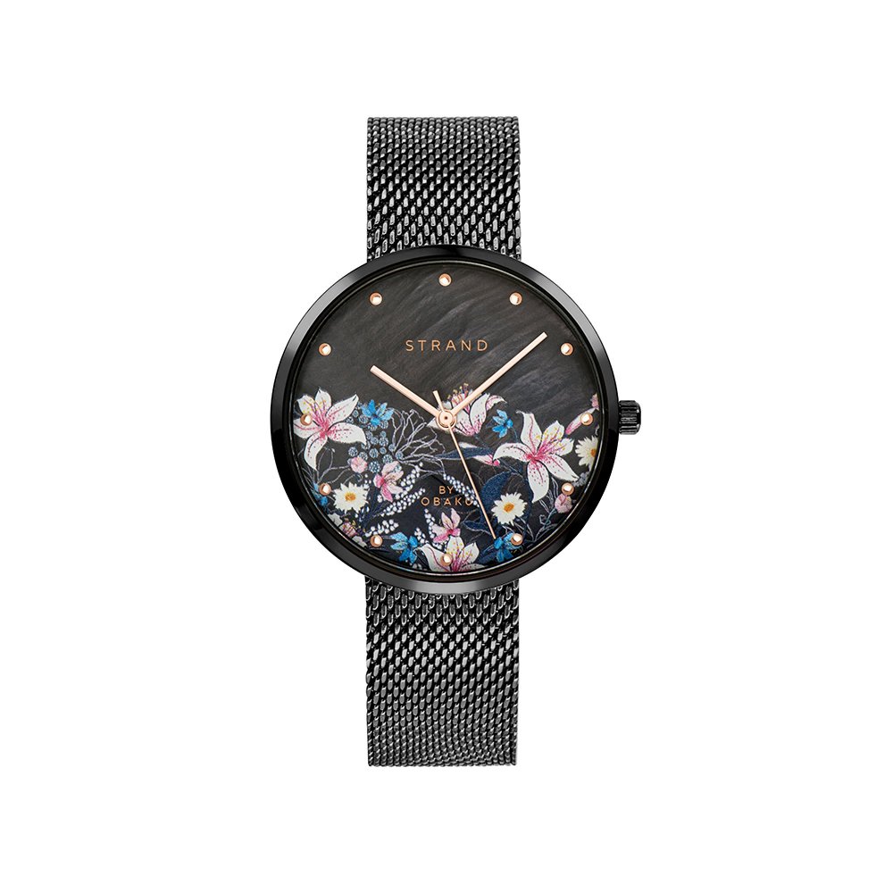 Strand by Obaku Watch with Black Bracelet and Mother-of-Pearl Dial S700LXBBMB-DF
