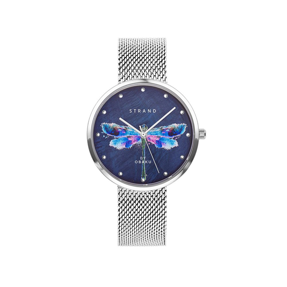 Strand by Obaku Silver Bracelet Watch with Blue Mother of Pearl Dial S700LXCLMC-DD