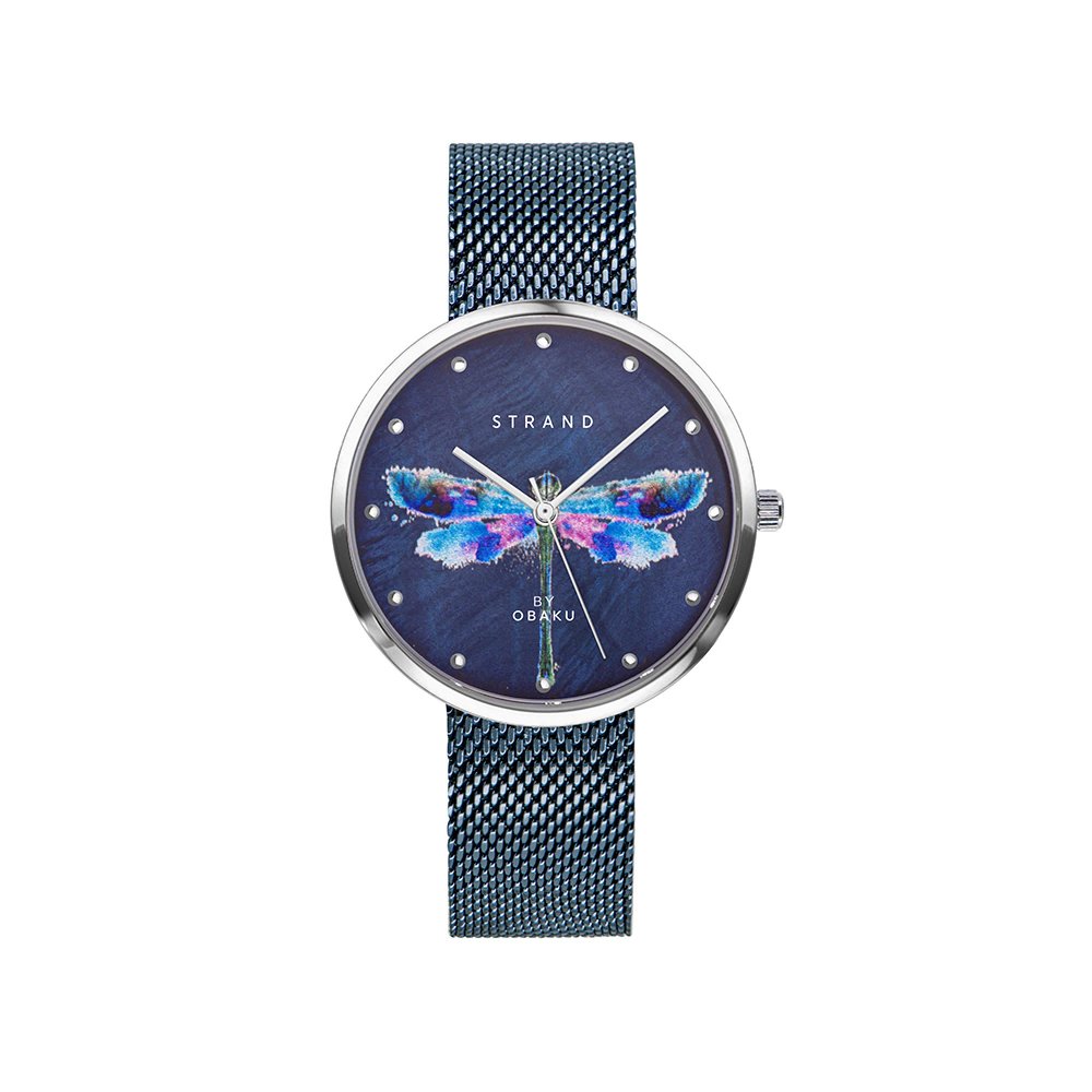 Strand by Obaku watch with blue dial and bracelet S700LXCLML-DD
