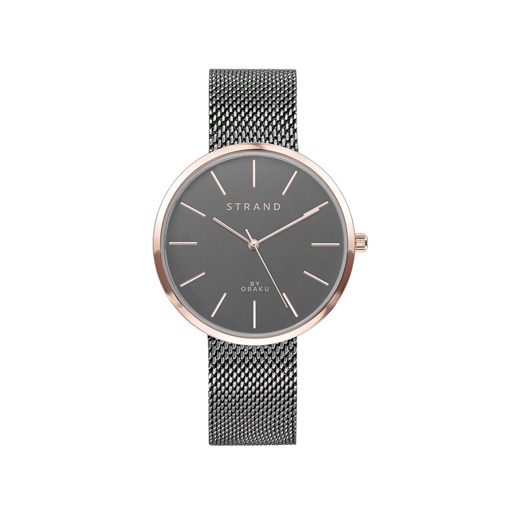 Strand by Obaku watch with charcoal bracelet and dial S700LXVJMJ