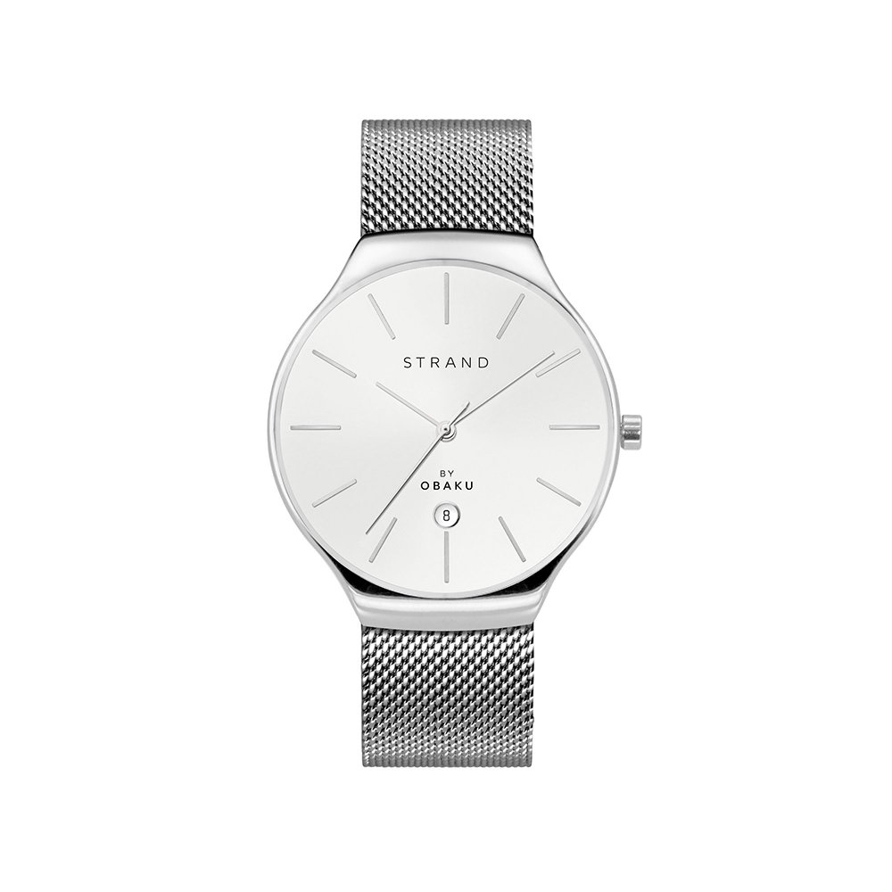 Strand by Obaku watch with silver bracelet and date S701GDCIMC