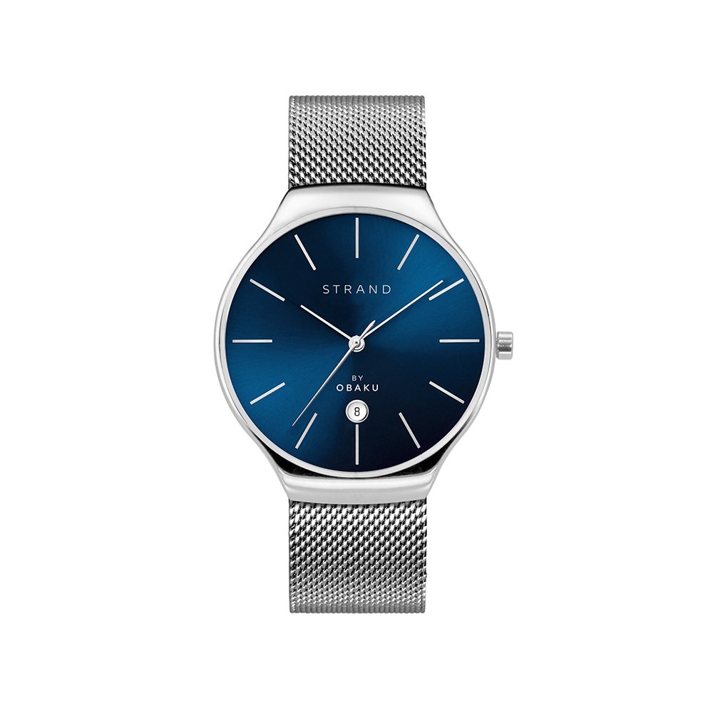 Strand by Obaku watch with silver bracelet and date S701GDCLMC