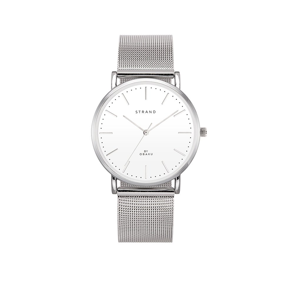 Strand by Obaku watch with silver bracelet and white dial S702GXCIMC