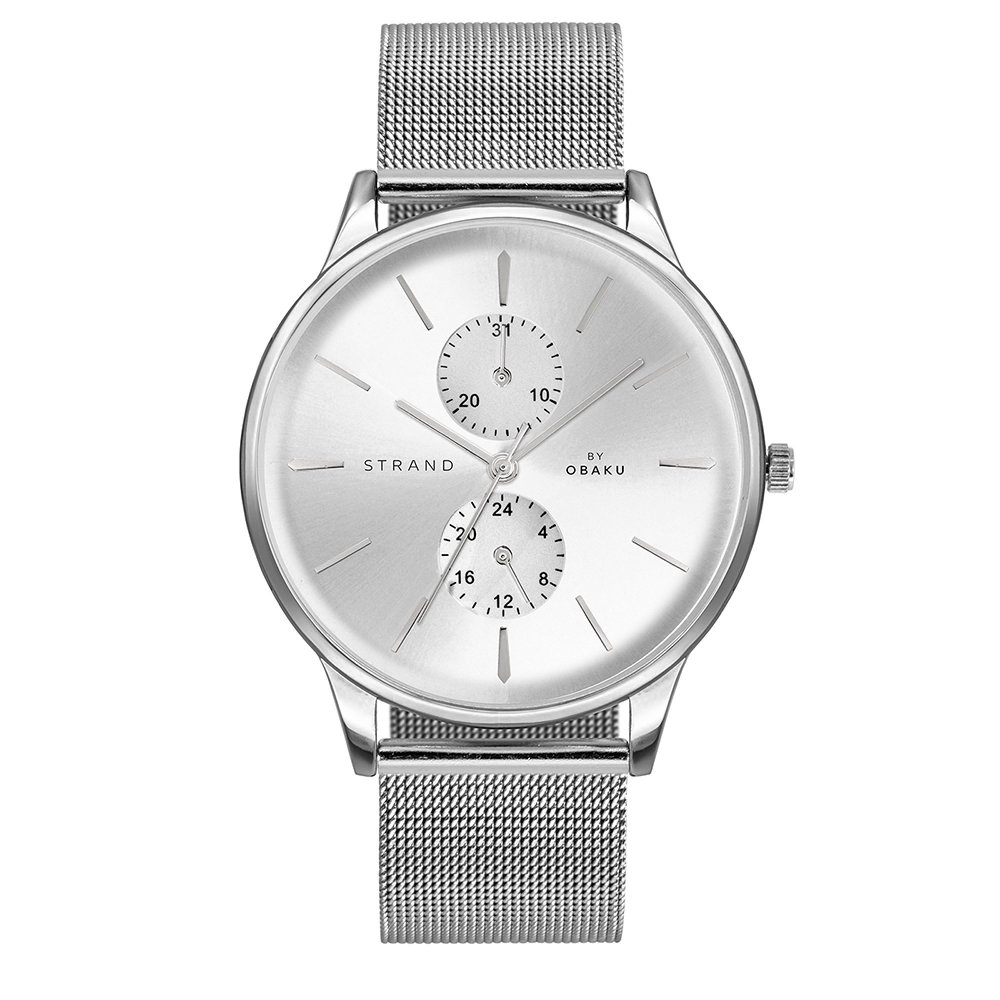Strand by Obaku watch with silver bracelet and date S703GMCIMC